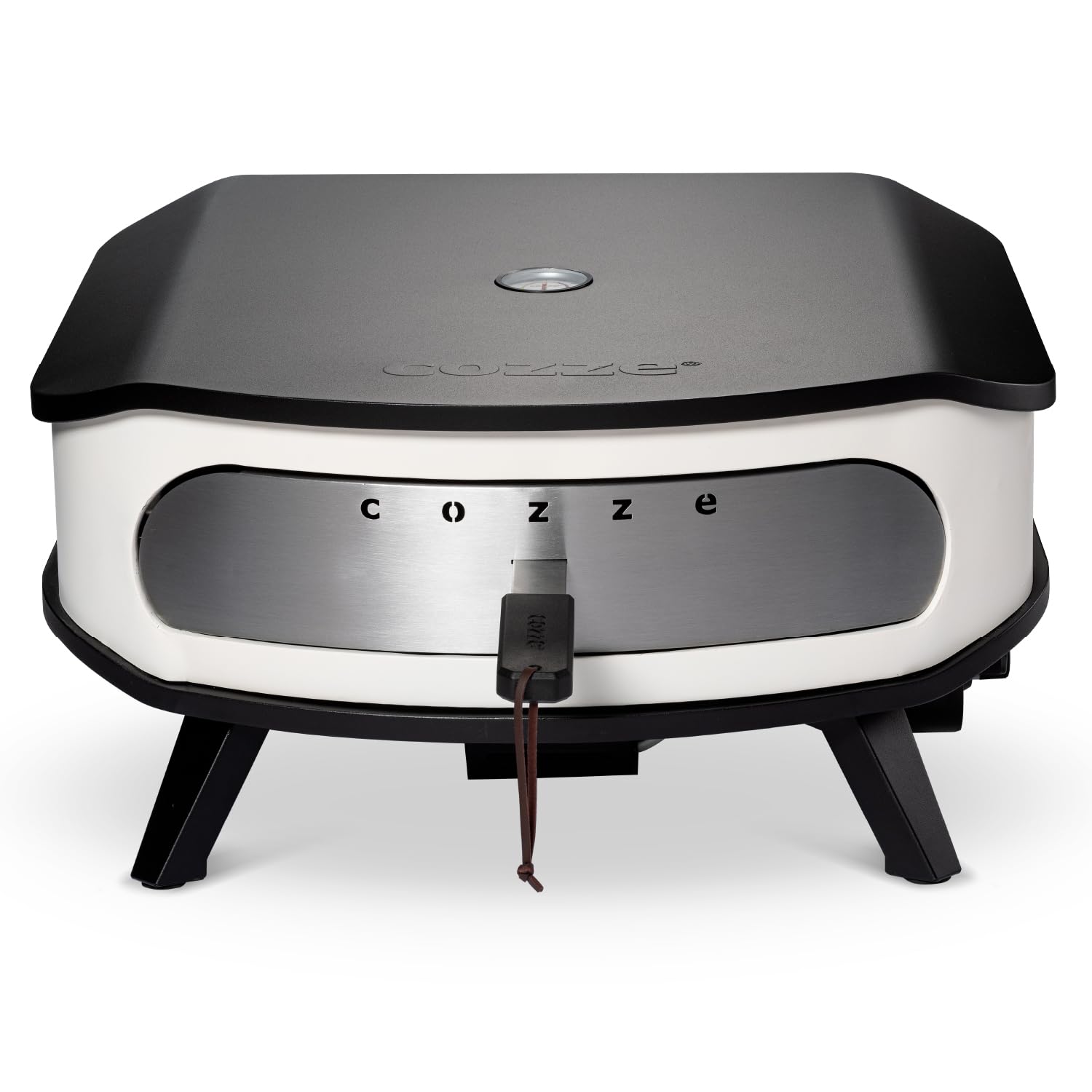 cozze® 17" Pizzaofen mit rotierendem Pizzastein | LED & Tür | 6,0 kW Gasofen 50 mbar | inkl. Regler & 1,1 m Gasschlauch | Ø42,5 cm Stein | Outdoor Pizzaofen | Perfekt für knusprige Pizzen