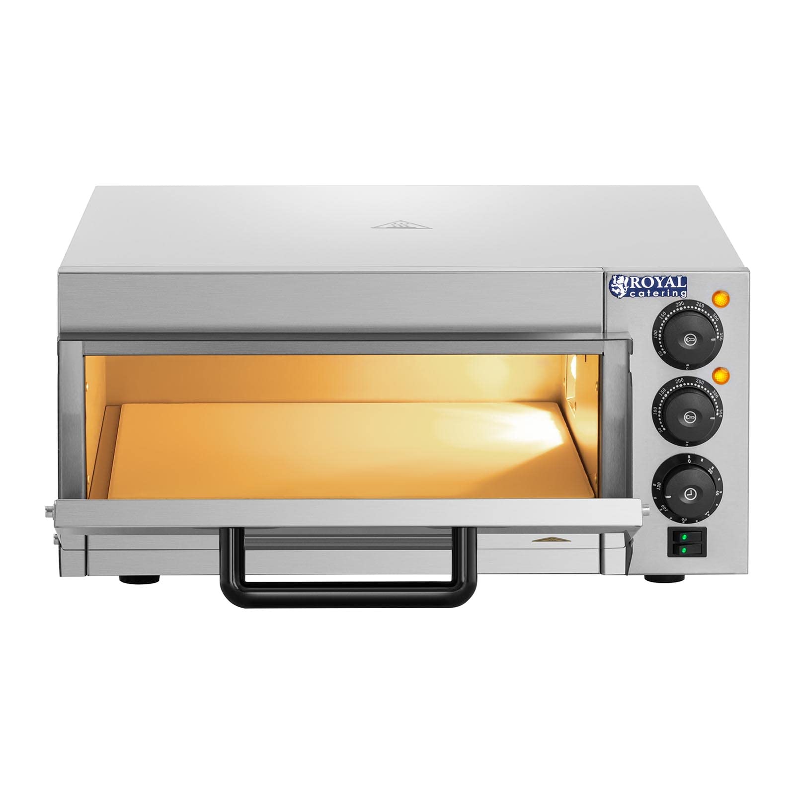 Royal Catering RCPO-2000-1PE Pizzaofen elektrisch 2000W 1 Kammer Pizzabackofen Pizza Ofen Schamotte Schamotteboden
