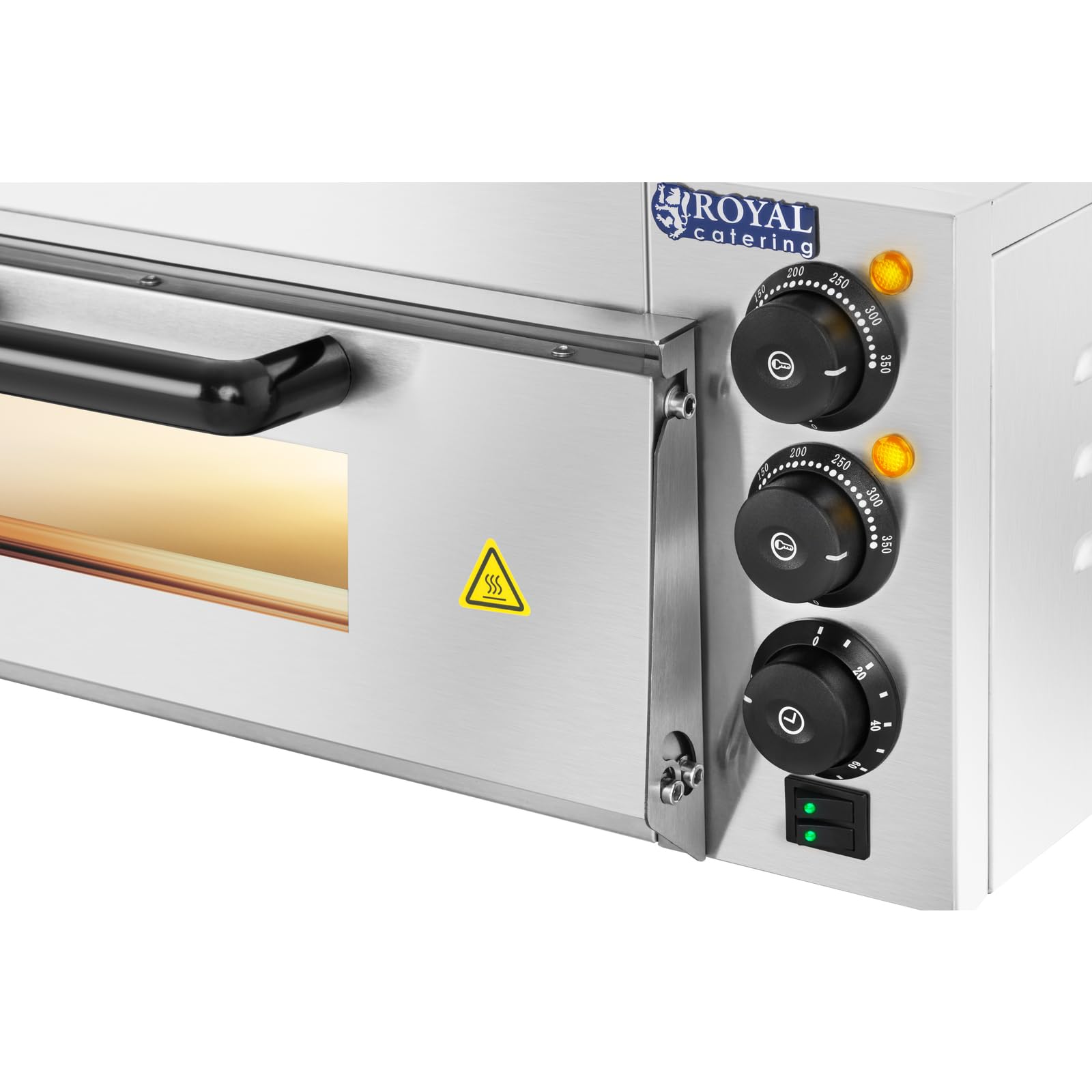 Royal Catering RCPO-2000-1PE Pizzaofen elektrisch 2000W 1 Kammer Pizzabackofen Pizza Ofen Schamotte Schamotteboden