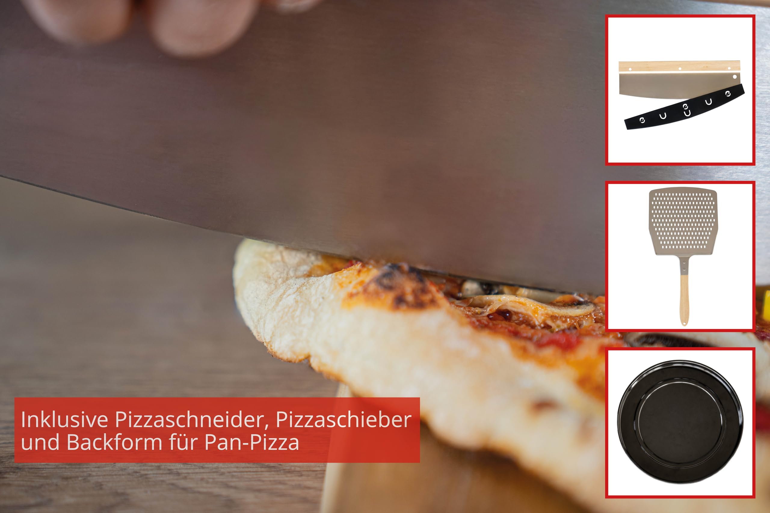 Unold 68815 PIZZAOFEN Don Luigi Sonderedition, Elektrisch 450°C, inkl. Zubehör, hitzeisoliert, gleichmäßige hitzeverteilung, Energiesparend, 2 min Backzeit, Automatikprogramme, Profi Pizza, 1.700 Watt