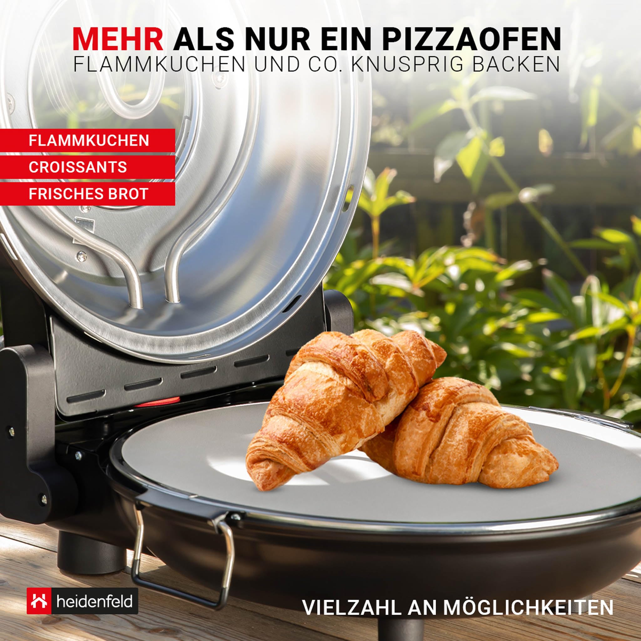 Heidenfeld Pizzaofen Napoli | 1200 Watt bis 400ยฐC - Backofen - Pizzastein - Pizzaofen elektrisch - Pizza Ofen - Pizza Maker - Pizzamaker - Pizza Backofen - Elektro Pizzaofen - Elektrischer Pizza-Ofen