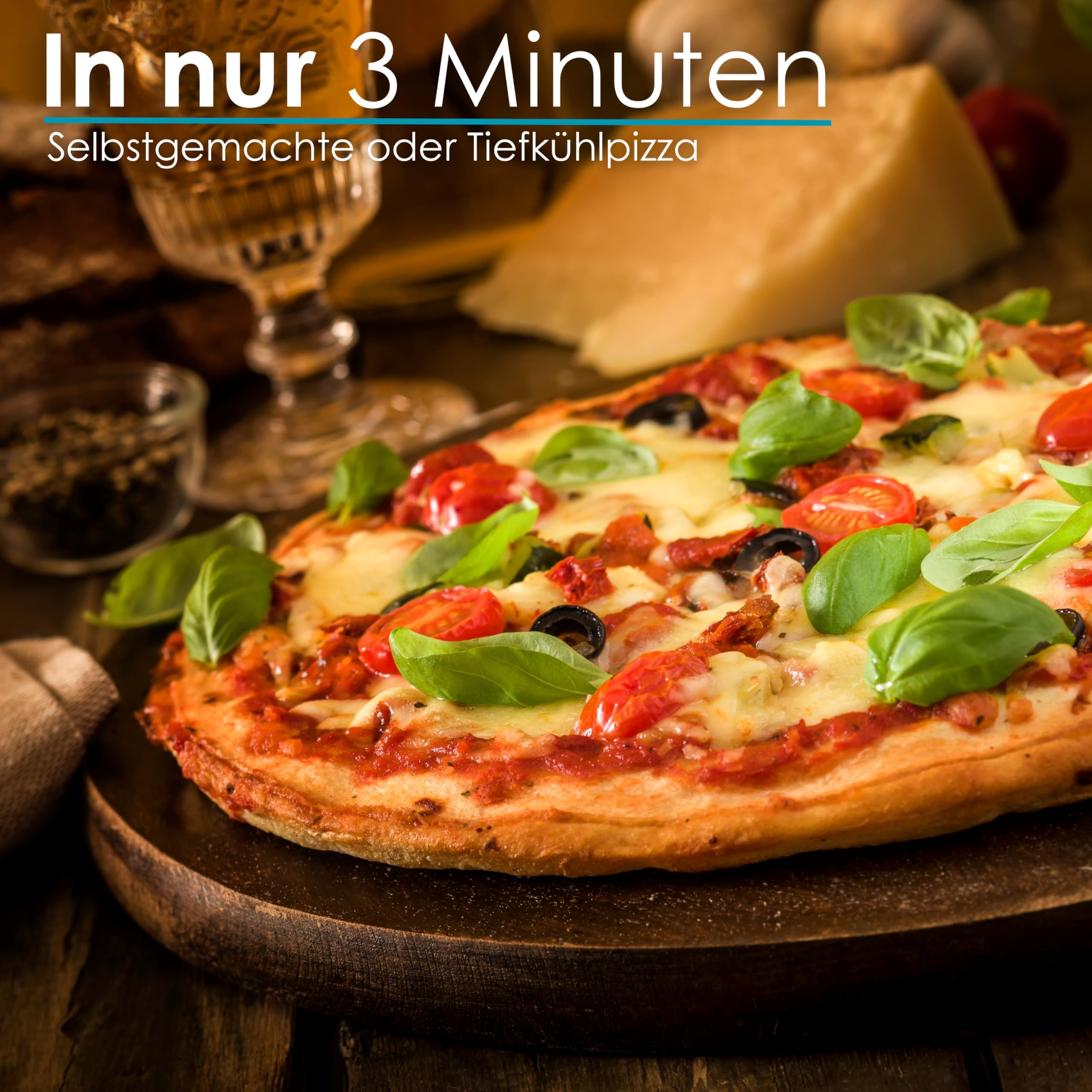 Pizzaofen elektrisch mit 32 cm Pizzastein | 390°C | Pizzabackofen | Pizza-Backstation | Elektrischer Pizzagrill | Pizzabackmaschine | Timer | 5 Stufen | 1200 Watt | Pizza Bräter | Pizzaofenherd