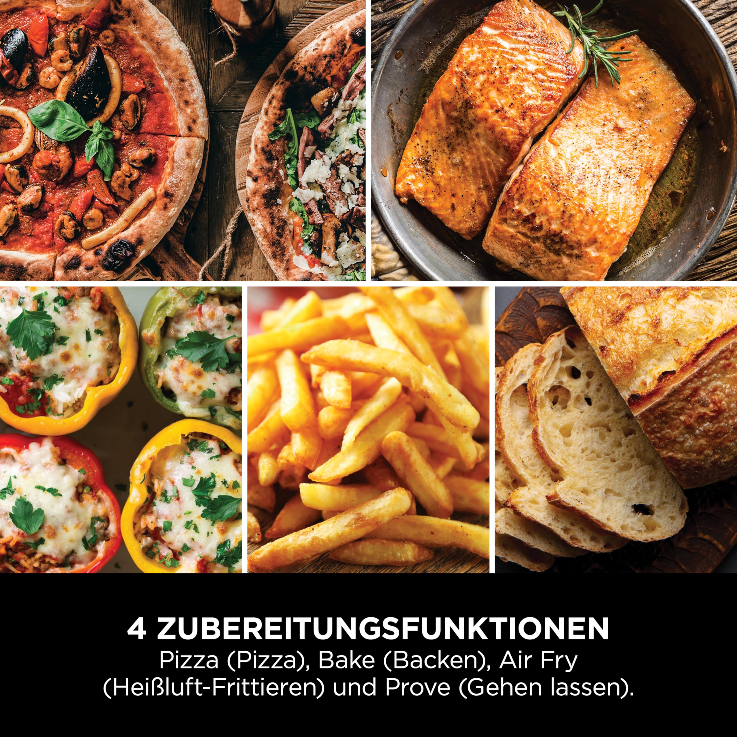Ninja Artisan Outdoor-Pizzaofen und Heißluftfritteuse, 4 Funktionen: Pizza, Air Fry, Bake, Prove, 5 Pizzaeinst., mit 30 cm Pizzastein, Pizzaschale, Backblech, Heißluft-Fritteusen-Korb, Grau MO201EU