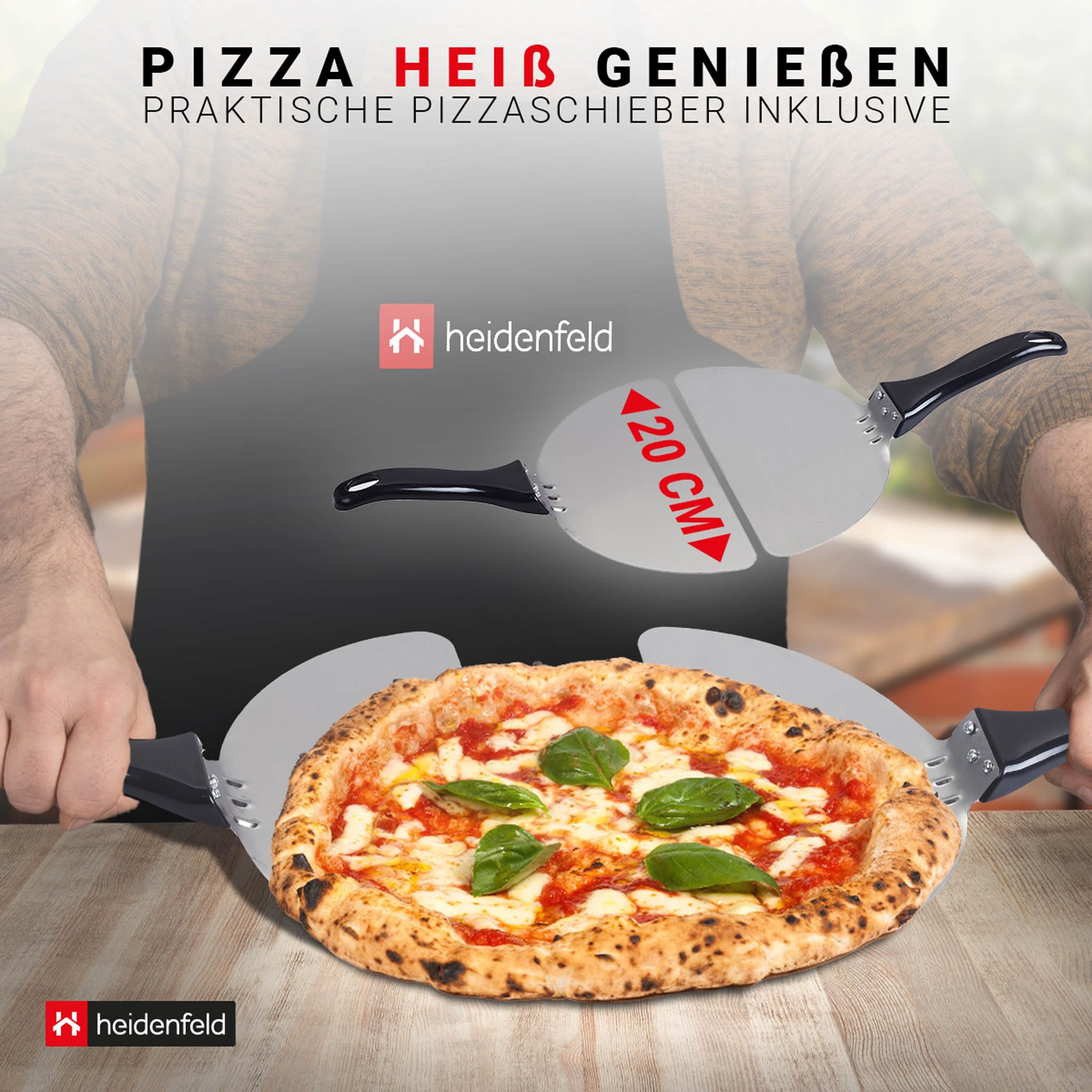 Heidenfeld Pizzaofen Napoli | 1200 Watt bis 400°C - Backofen - Pizzastein - Pizzaofen elektrisch - Pizza Ofen - Pizza Maker - Pizzamaker - Pizza Backofen - Elektro Pizzaofen - Elektrischer Pizza-Ofen